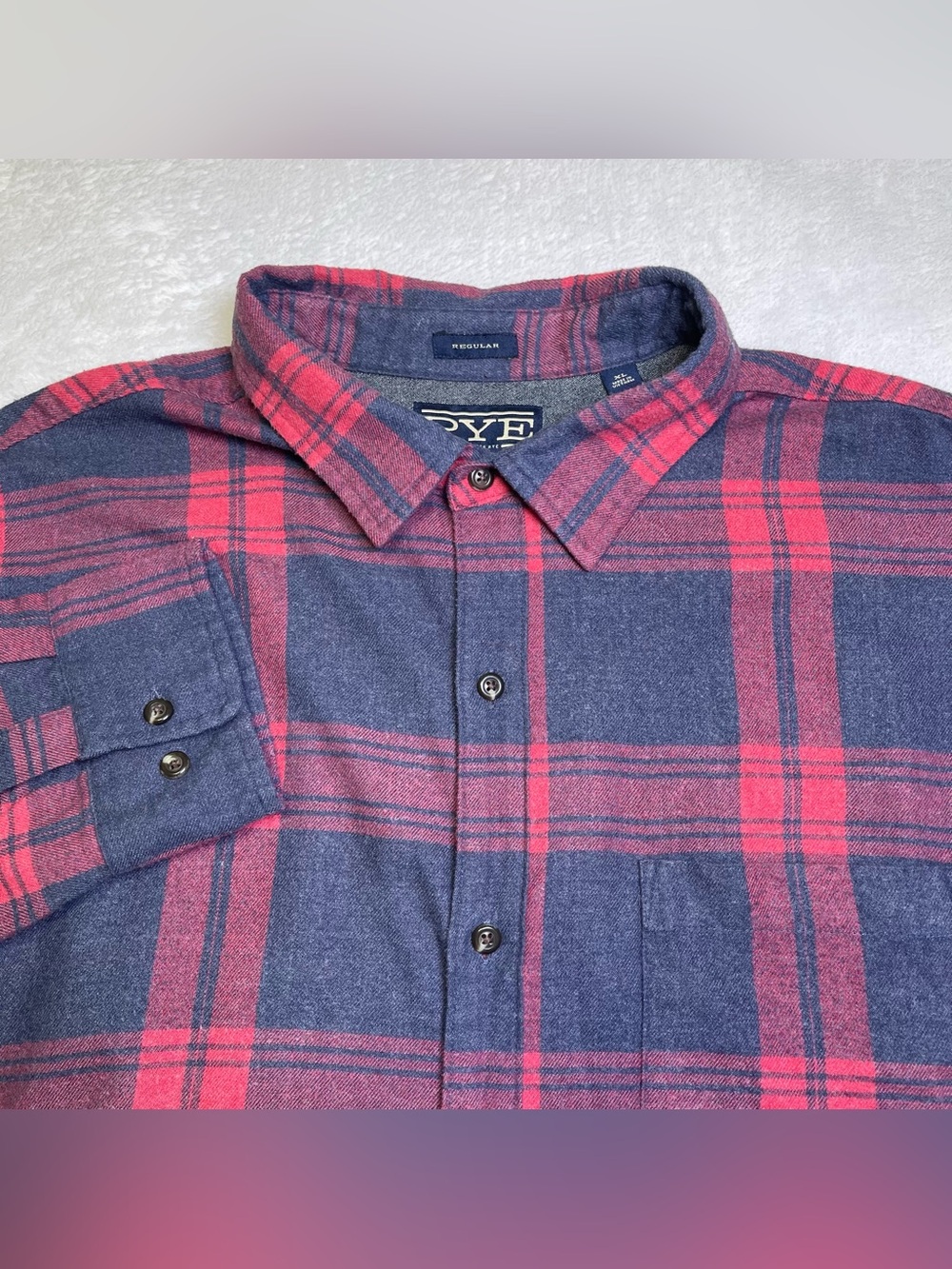 RYE by Hawker Rye Men XL Red Blue Plaid Flannel Button Down Shirt